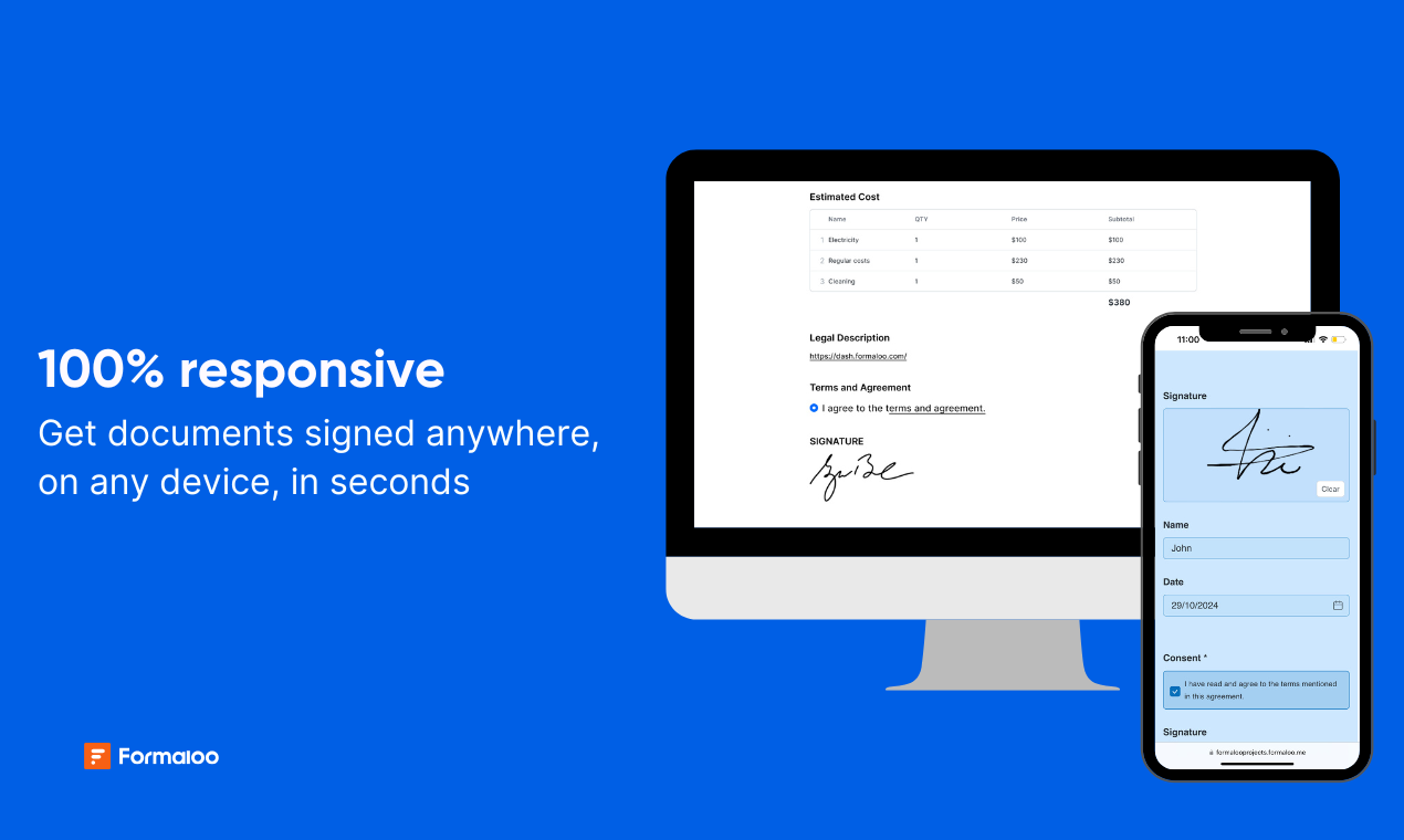 Formaloo -teken - Esignature Forms & Docs - Pas gratis contractsjablonen aan met veilige esignatures media 8
