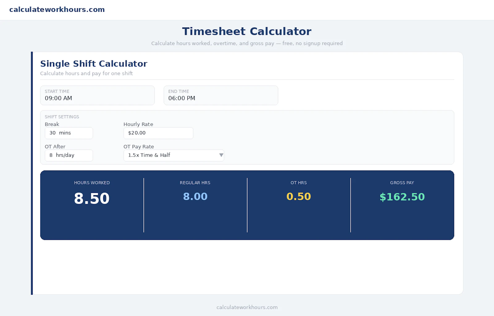 Calculate Work Hours screenshot 1