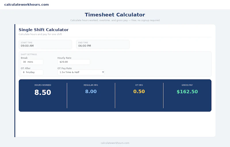 Calculate Work Hours screenshot 1