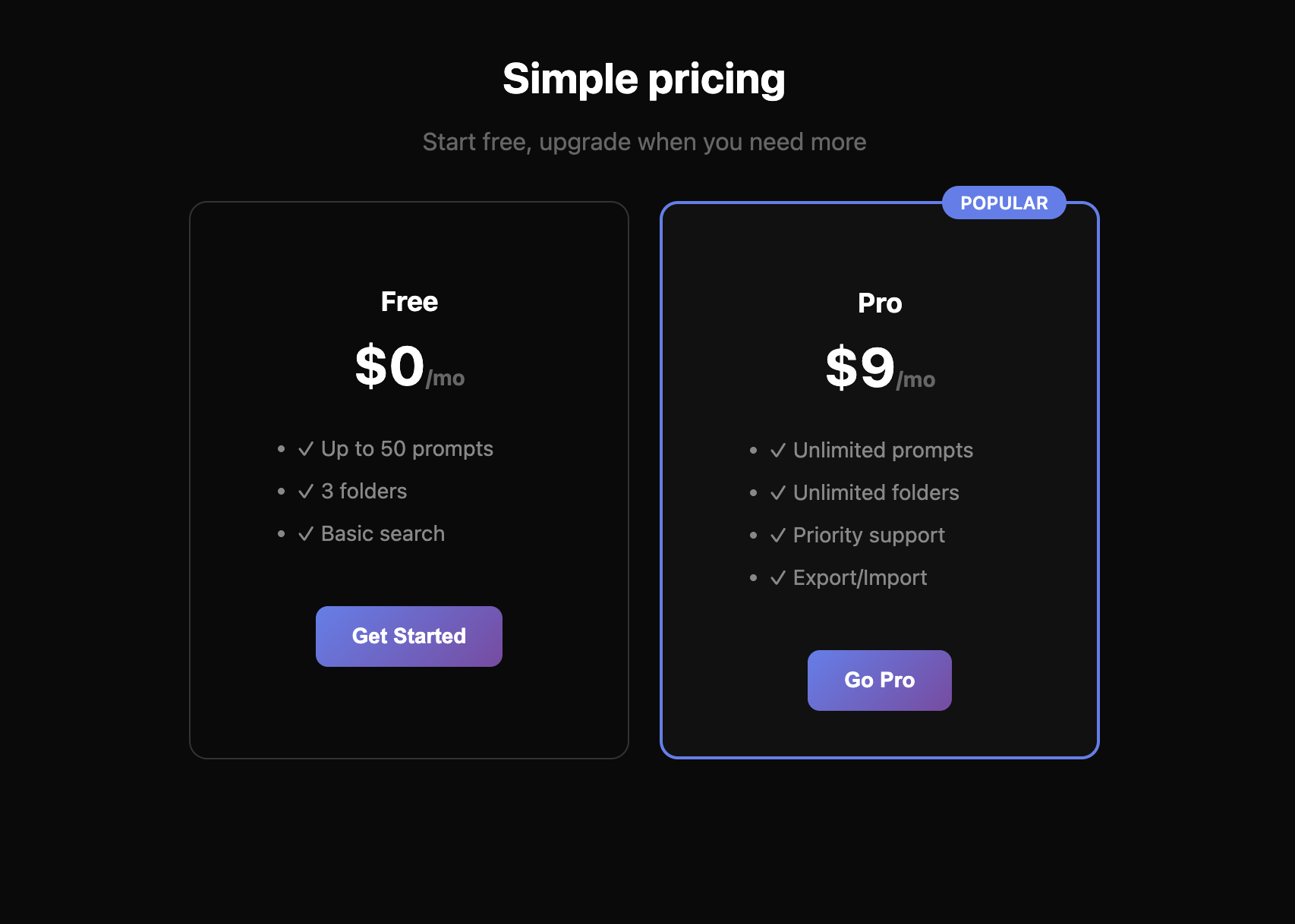 Prompt Vault - Screenshot 2 showing product features and functionality