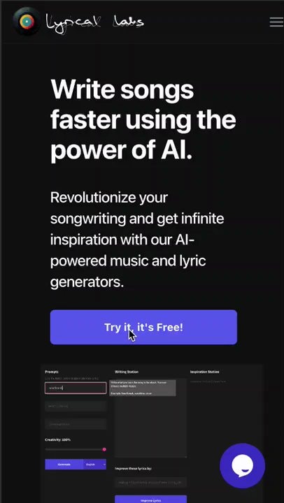 startuptile Lyrical Labs-Generate AI music melodies and lyrics - DALL-E for music