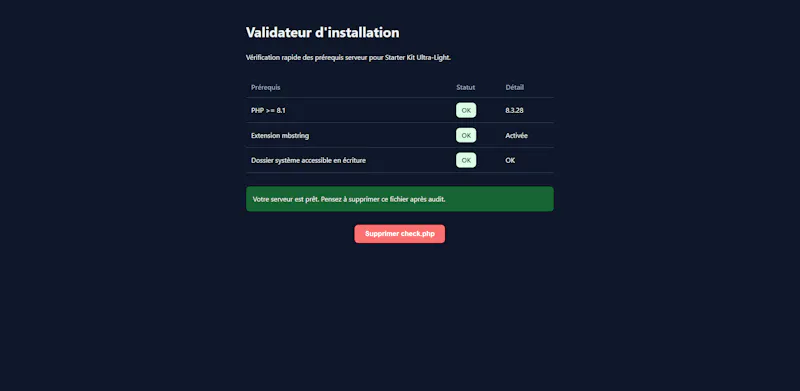 Ultra-Light PHP Starter Ki screenshot 5