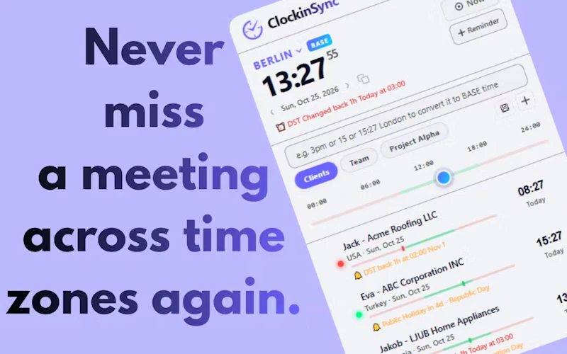 ClockinSync - Smart Timezone Extension screenshot 2