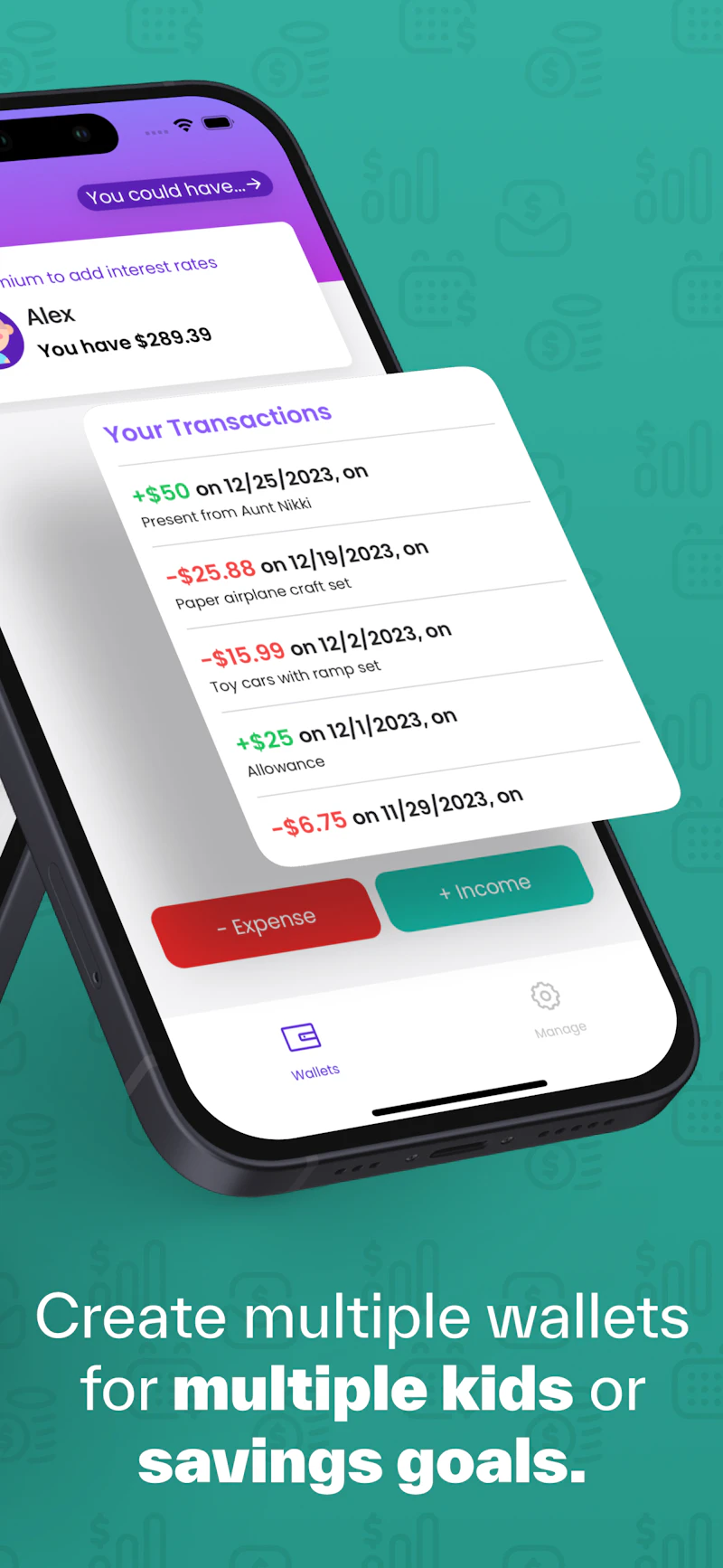 Unsquander - kid allowance tracker screenshot 2
