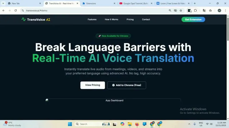 TransVoice AI - Browser Extension screenshot 1 (video preview)