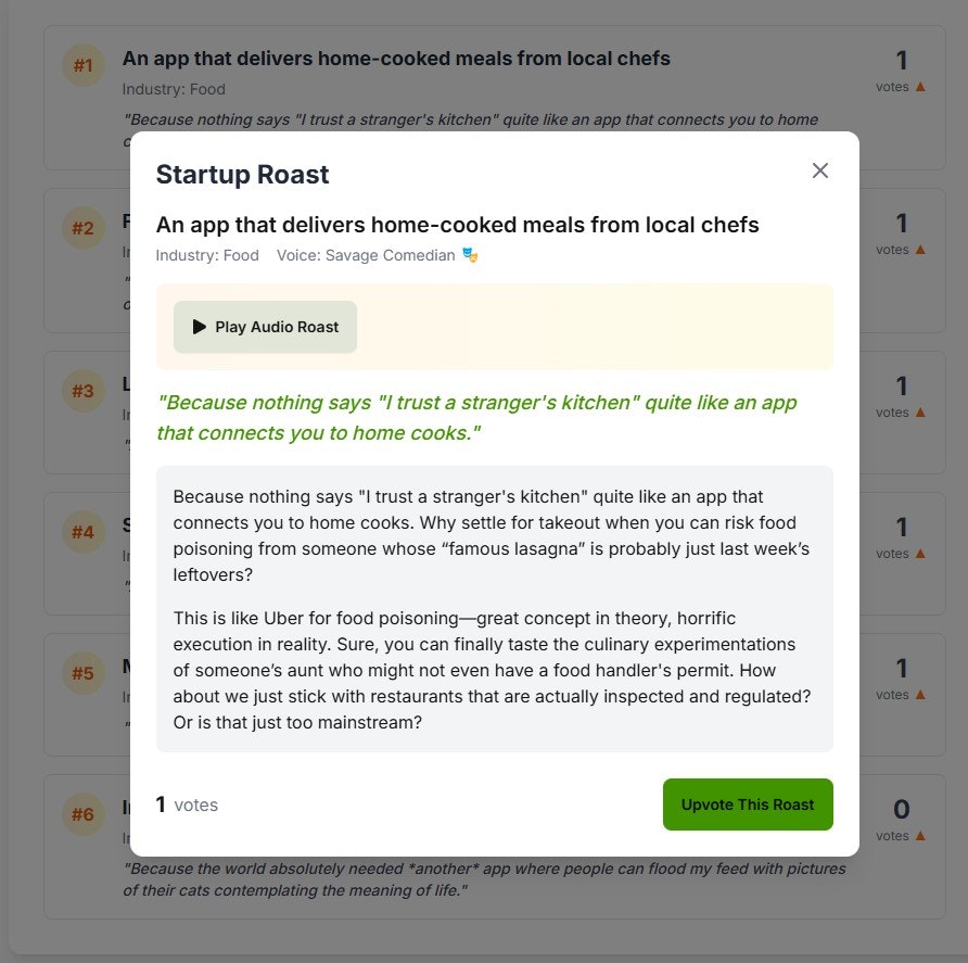 Média Générateur de rôti de startup (avec audio) - Prêt à être rôti?🫠 #startuproastfest 4