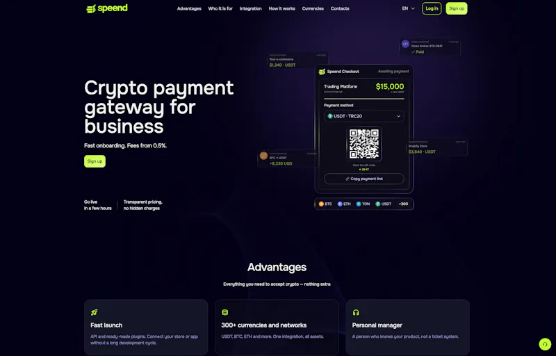 Speend - Crypto Payment Gateway screenshot 1