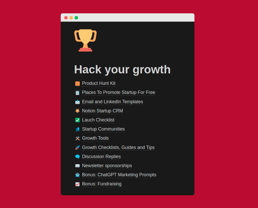 startuptile Growth Hacking Kit 3.0-400+ resources checklists & templates for startup growth