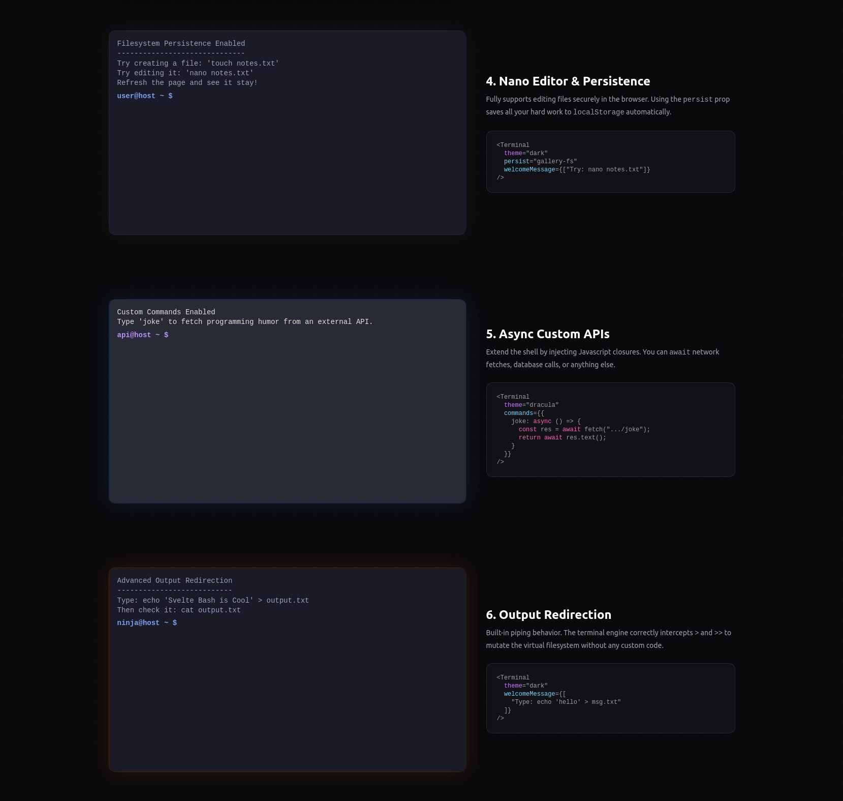 Svelte Bash - Screenshot 3 showing product features and functionality