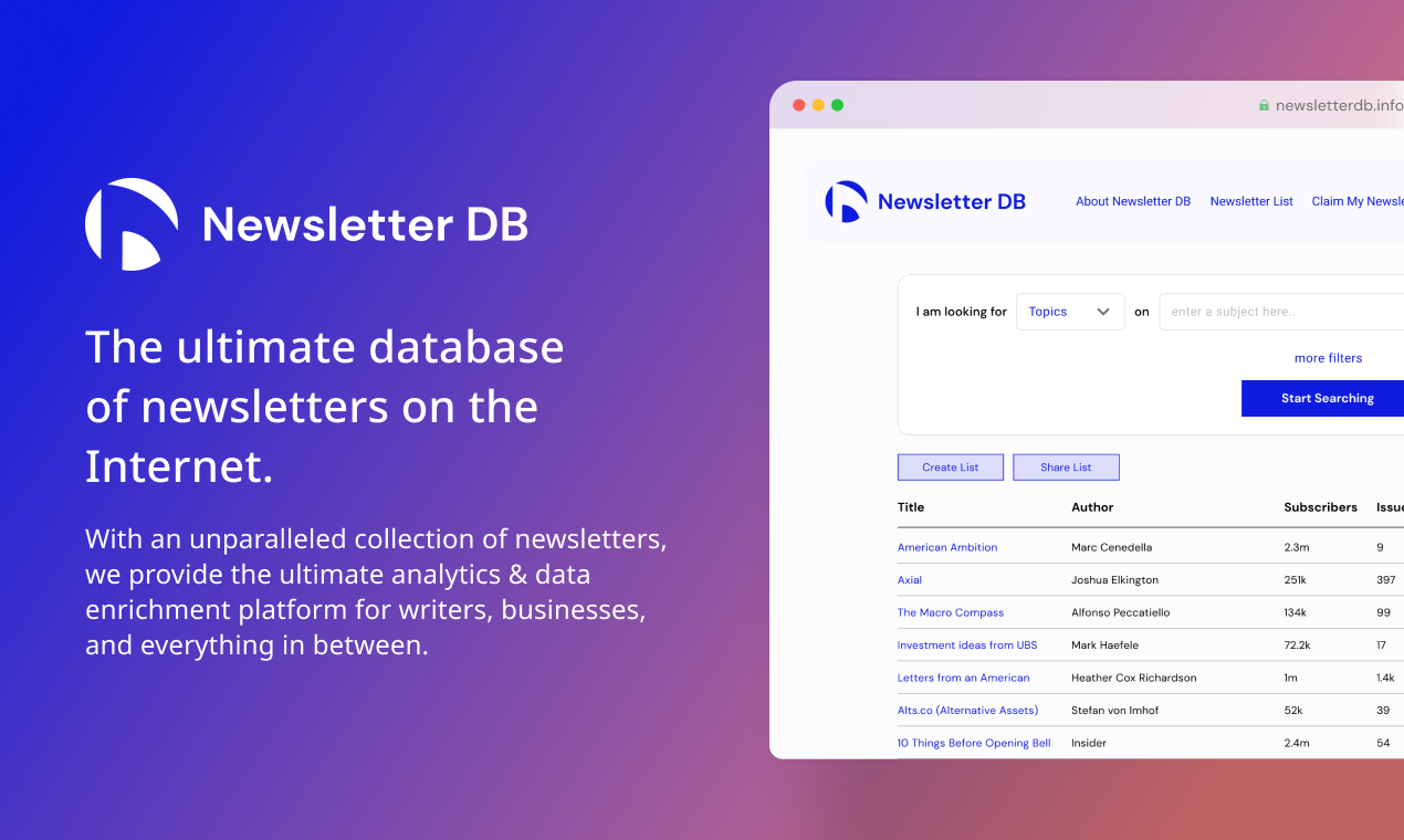 Média Newsletterdb - Plateforme de données tout-en-un pour les écrivains et sponsors de newsletter 1