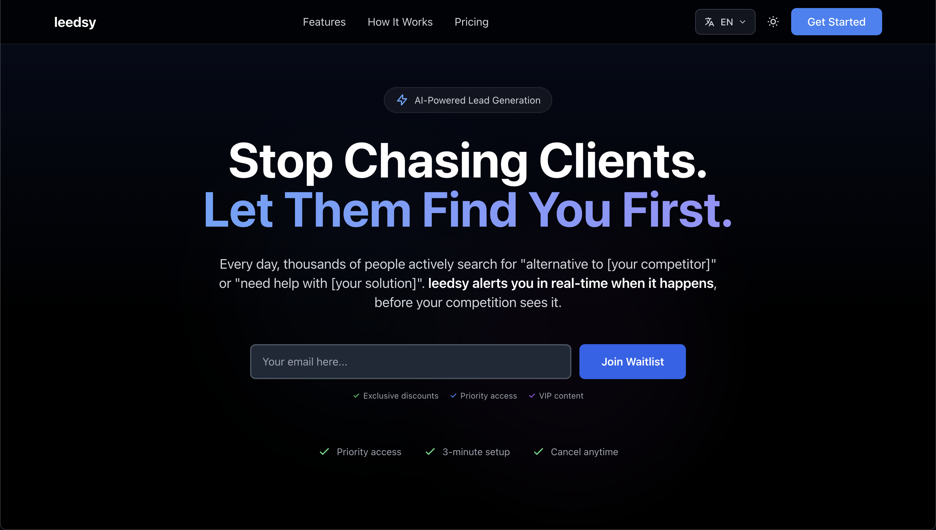 Leedsy - Main product screenshot demonstrating key features and user interface
