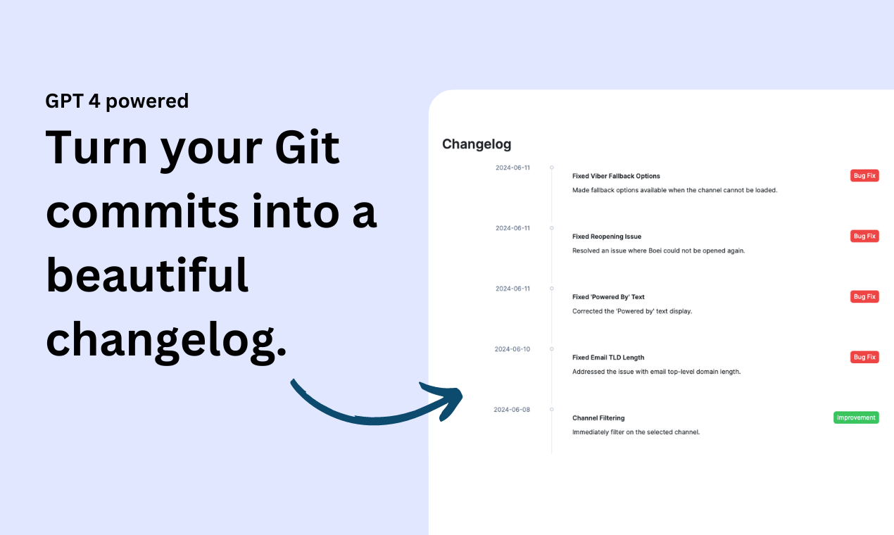 startuptile Git2Log-Turn your Git commits into a beautiful changelog for free
