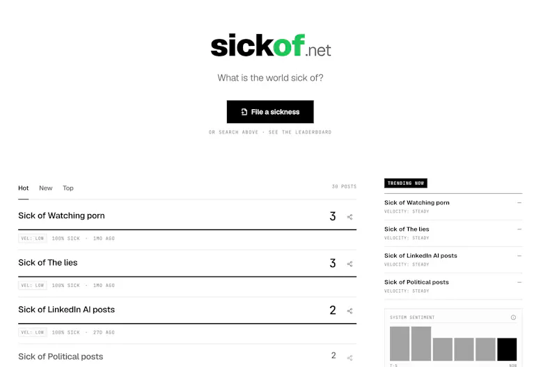 sickof.net screenshot 1