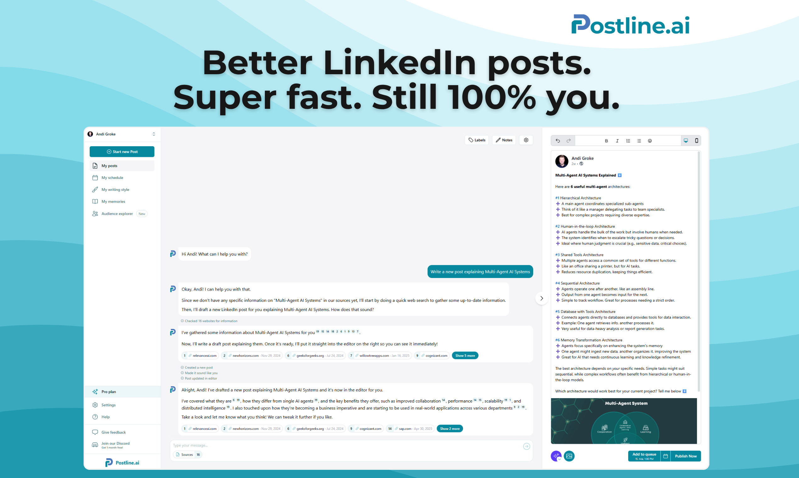 Media Postline.ai - Bài viết LinkedIn tốt hơn. Siêu nhanh. Vẫn 100% bạn. 2