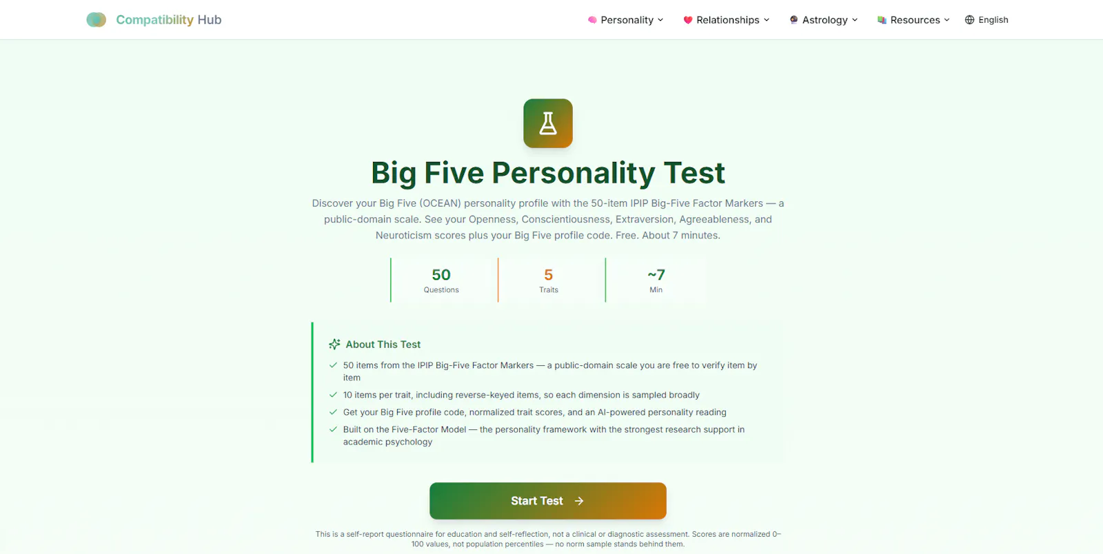 Free Big Five Personality Test Online screenshot 2