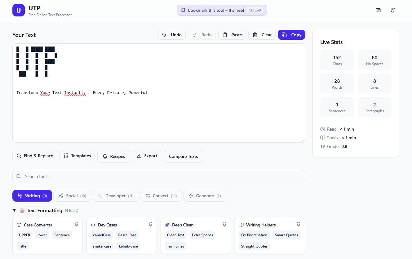 UTP (Ultimate Text Processor)  - Main product screenshot demonstrating key features and user interface