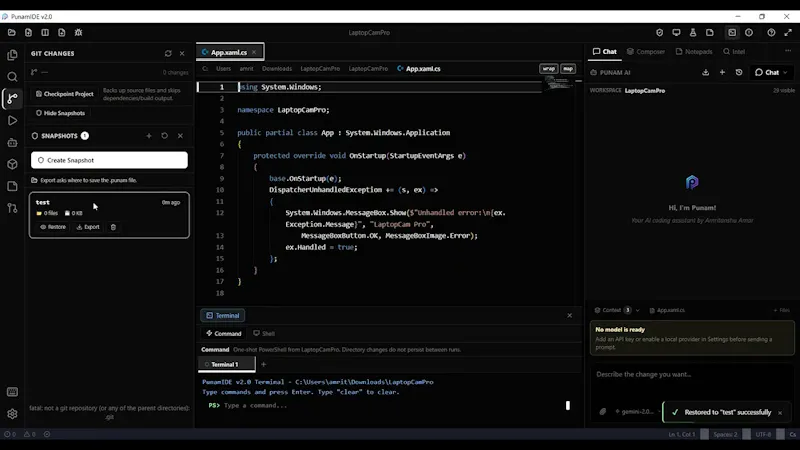 PunamIDE screenshot 1 (video preview)