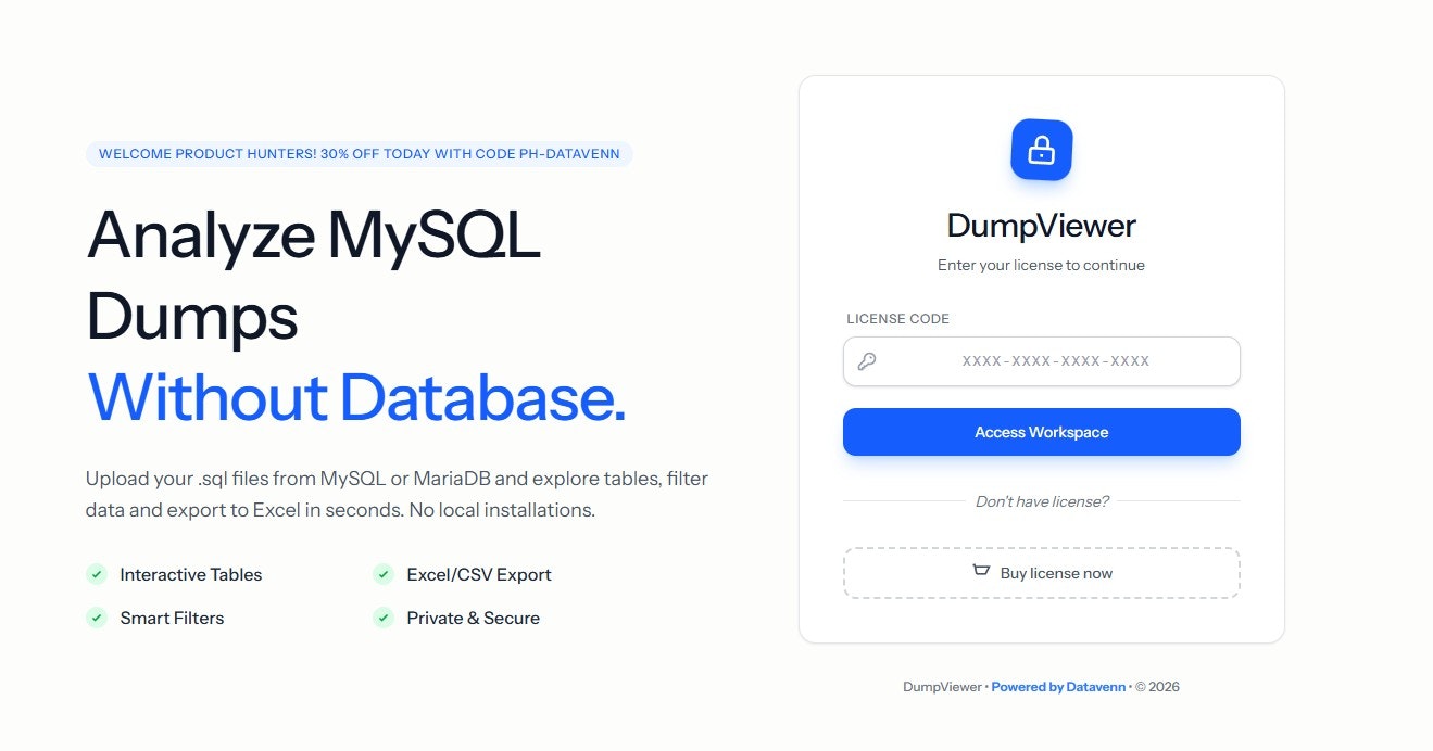 DumpViewer - Screenshot 2 showing product features and functionality