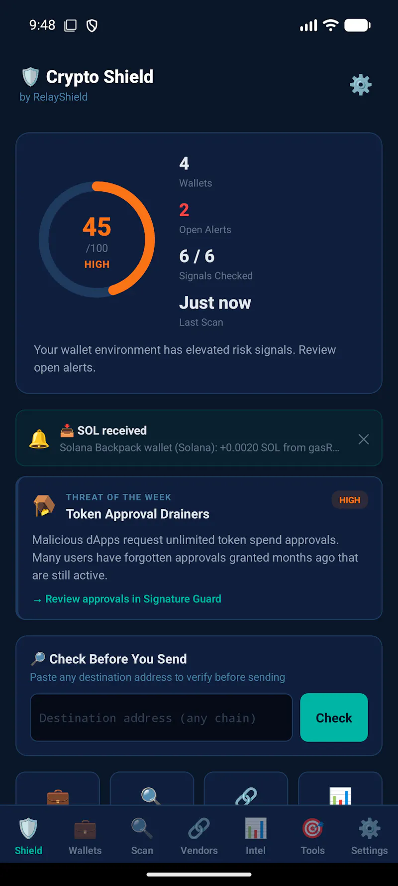 Crypto Shield Mobile screenshot 1