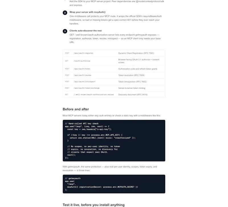 getmcpauth: OAuth 2.1 for MCP servers screenshot 3