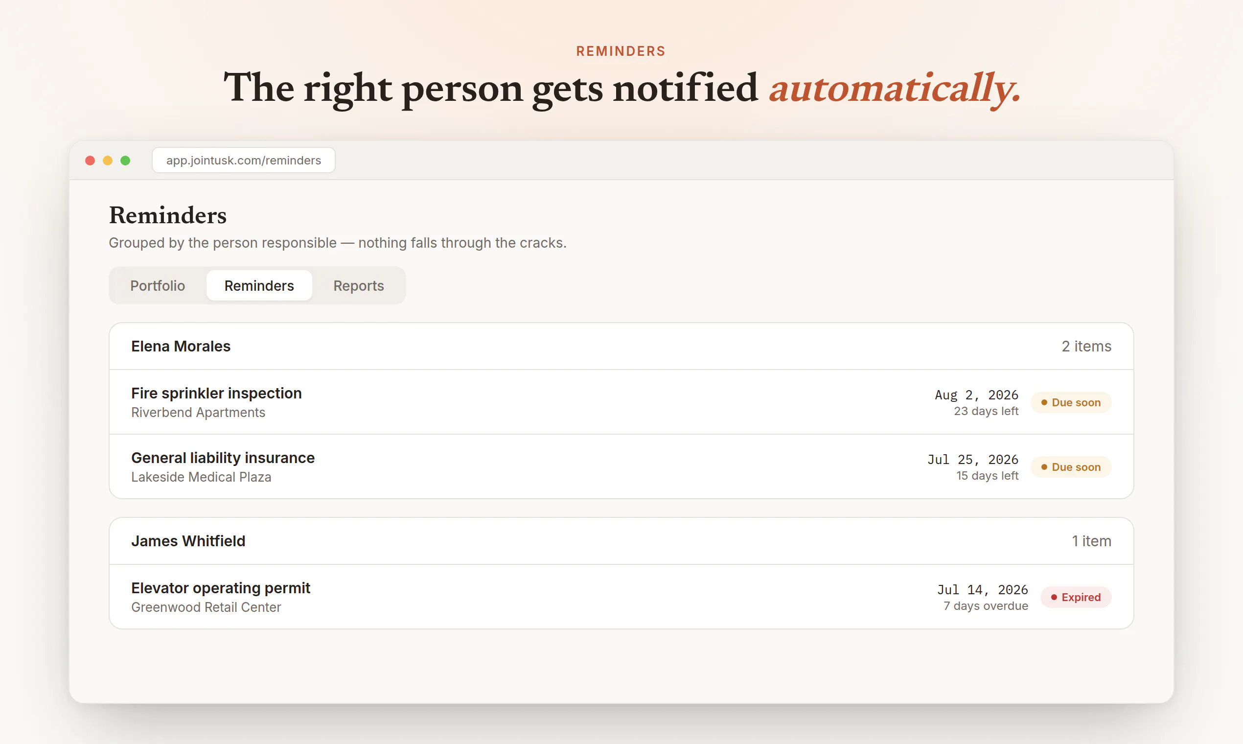 Tusk - Property Compliance Management screenshot