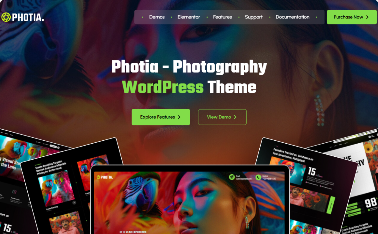 Photia – Photography Portfolio Theme - Screenshot 2 showing product features and functionality