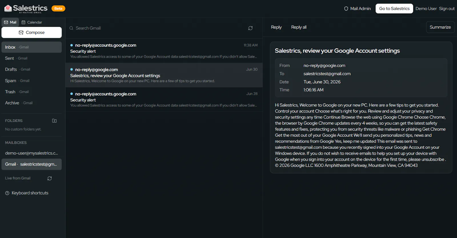 Salestrics AI-Native Email Beta screenshot 12