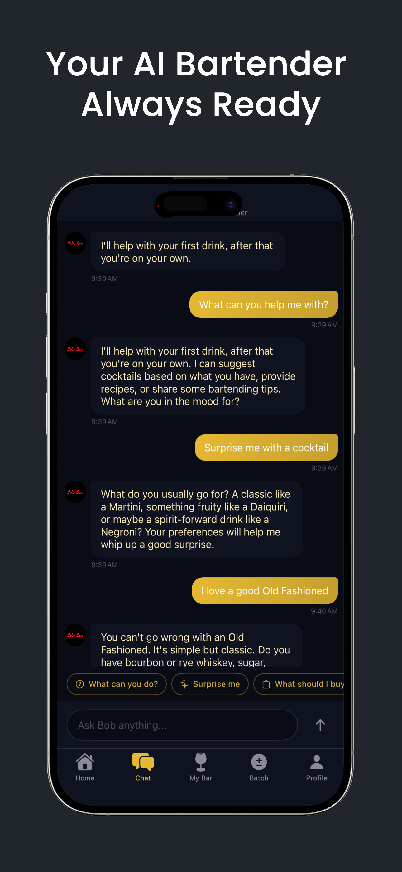 Bob's Bar - Screenshot 5 showing product features and functionality