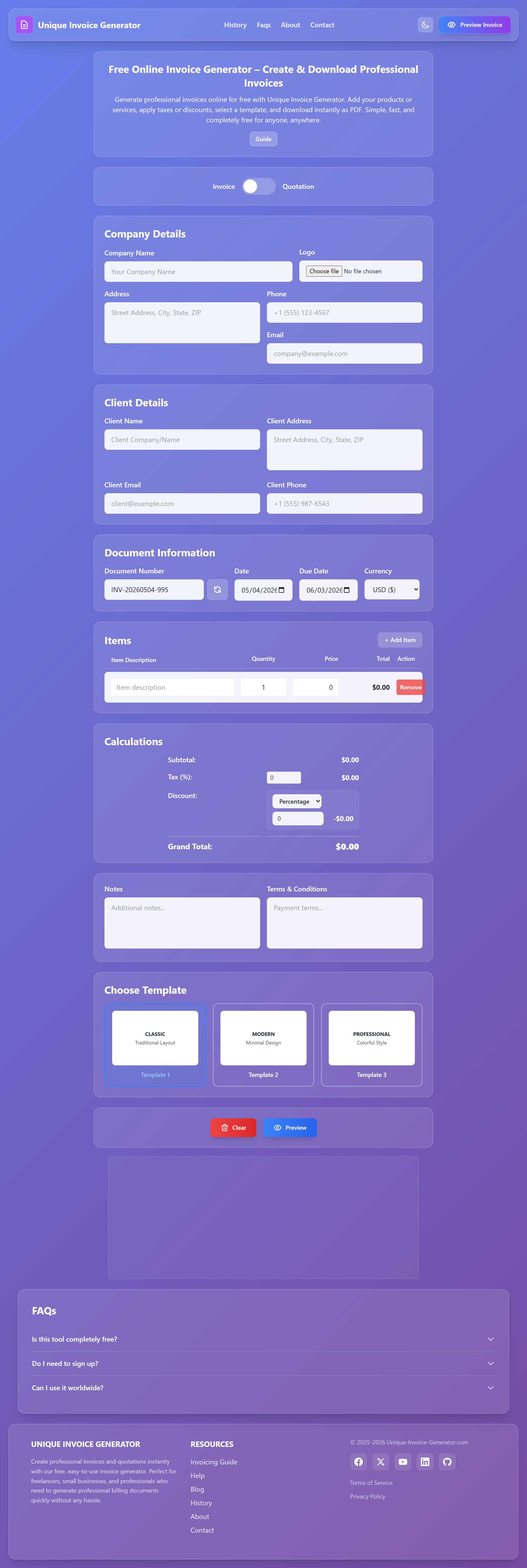 Unique Invoice Generator gallery image