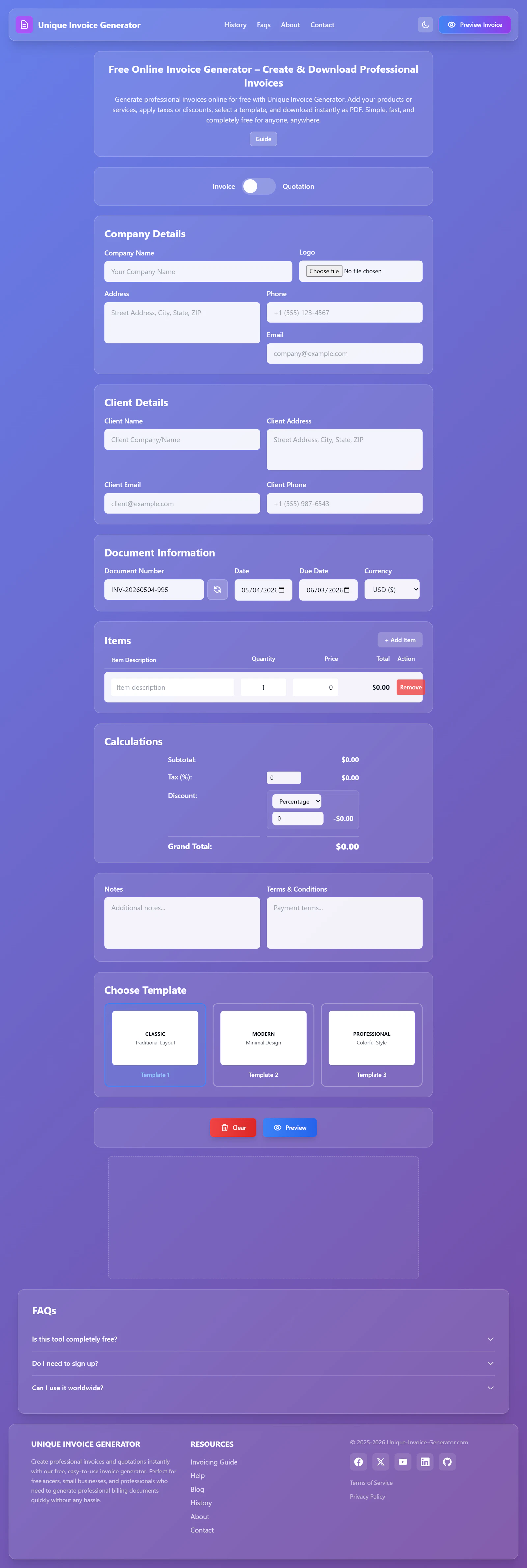 Unique Invoice Generator screenshot 2