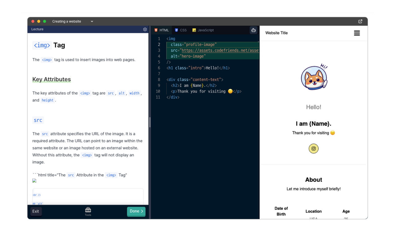 Mídia 12 de Codefriends |Plataforma de aprendizado - Aprenda codificação e IA, simplesmente.