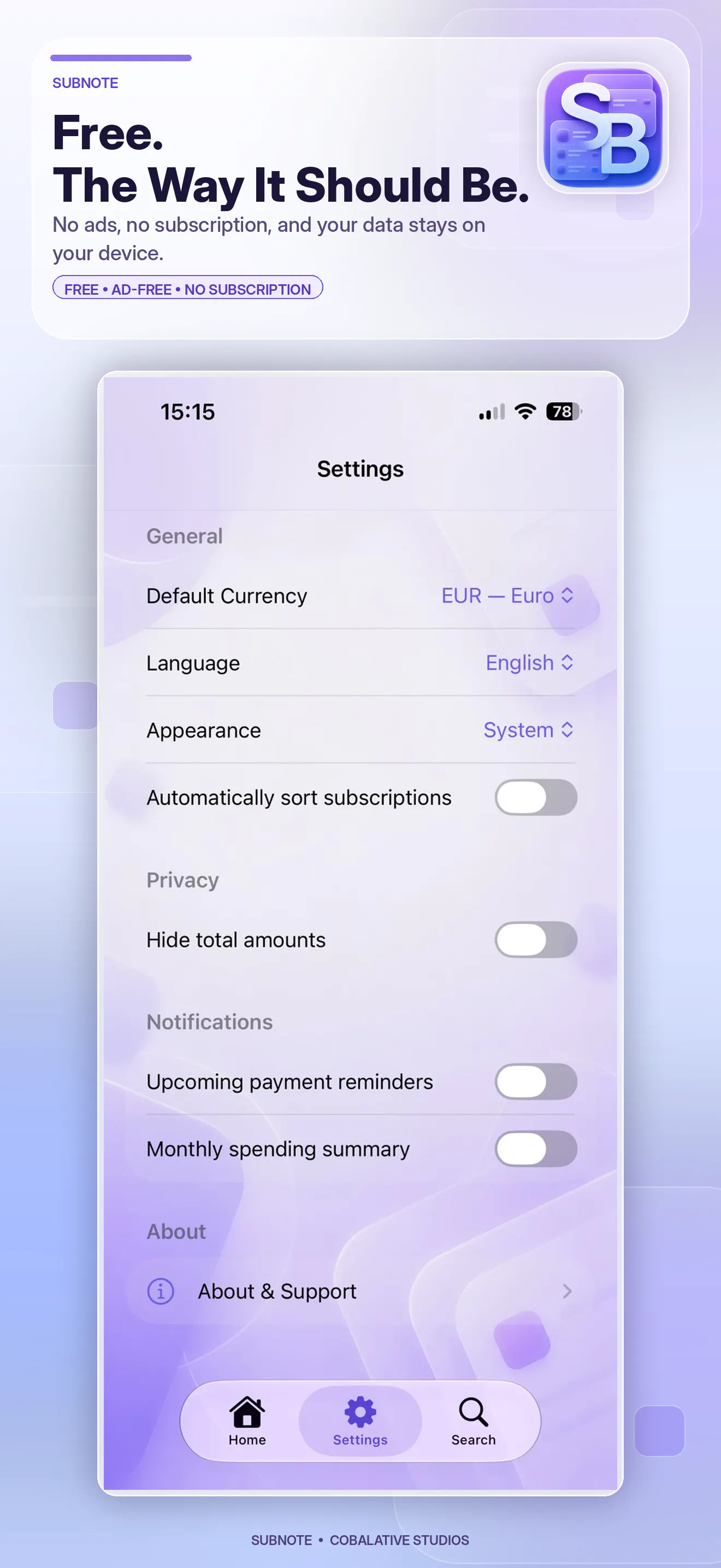 SubNote: Subscription Tracker gallery image