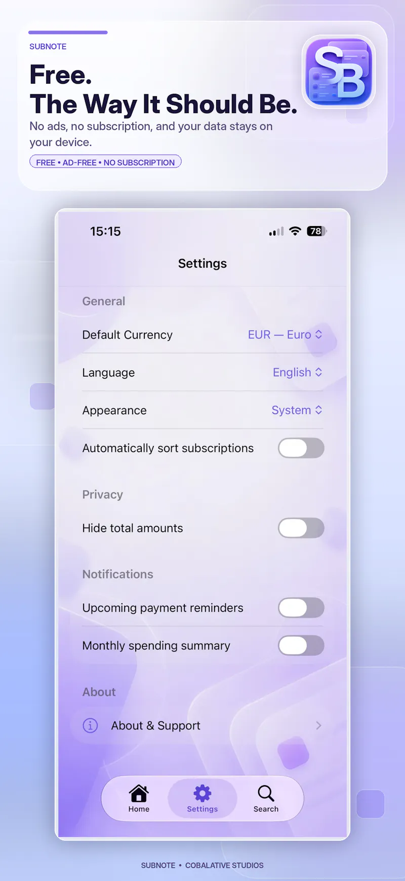 SubNote: Subscription Tracker screenshot 2