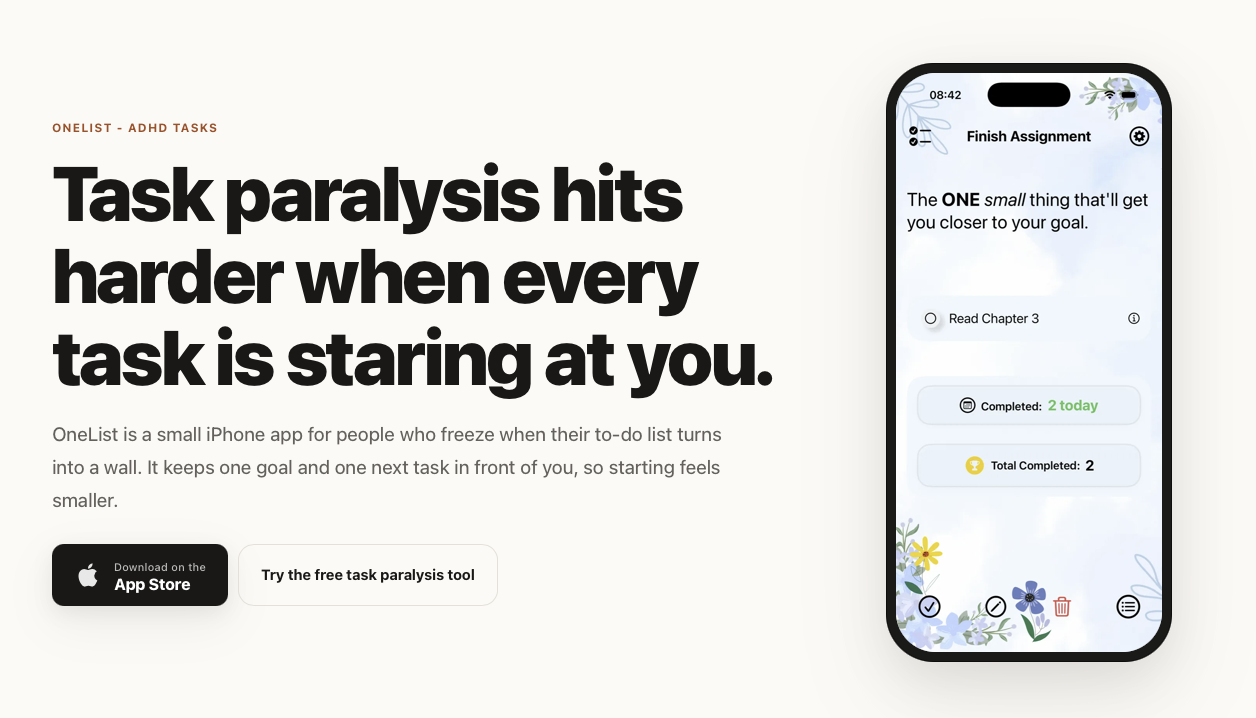 OneList for Task Paralysis gallery image
