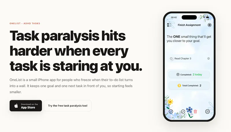 OneList for Task Paralysis screenshot 1