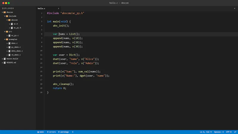 Abscom screenshot 1