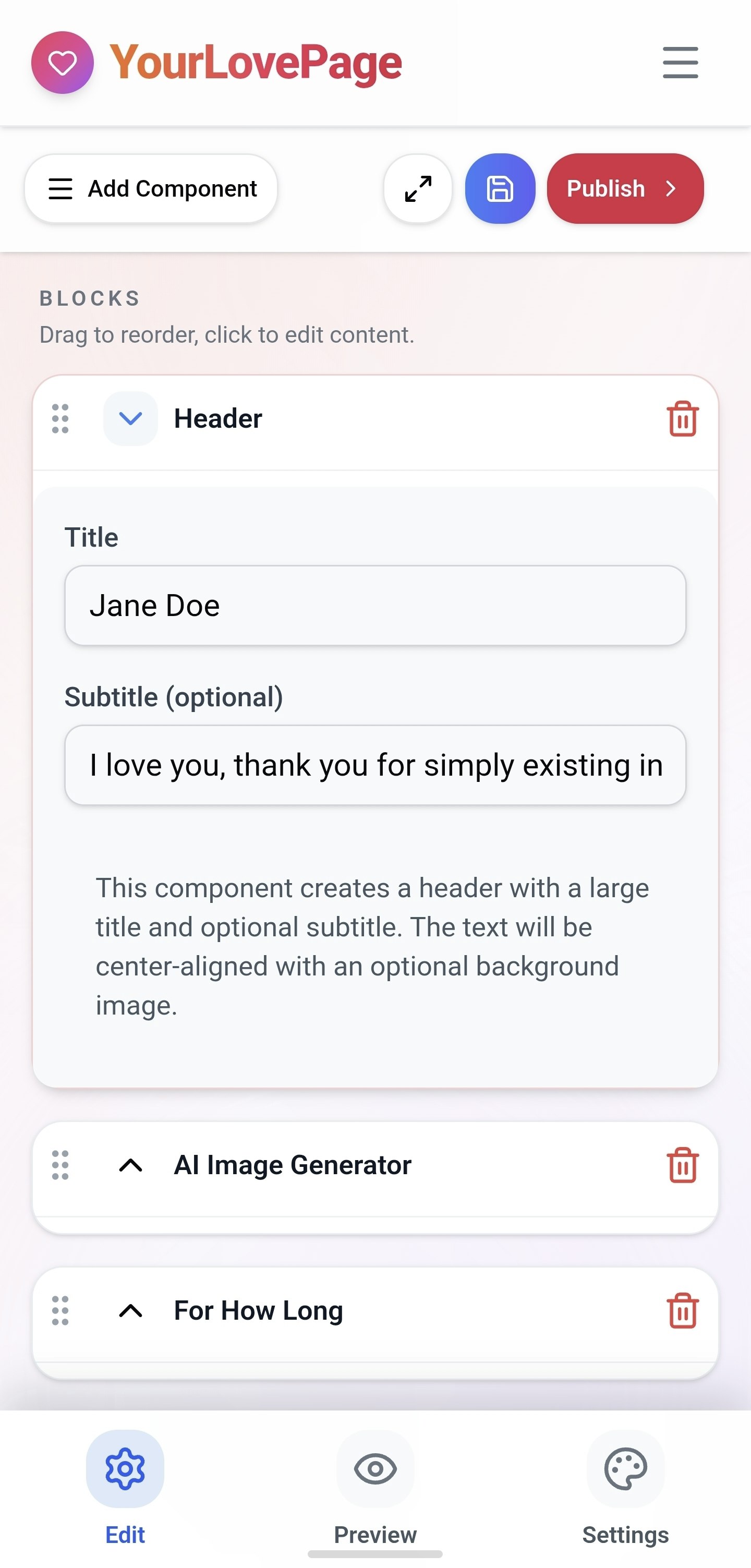YourLovePage - Main product screenshot demonstrating key features and user interface