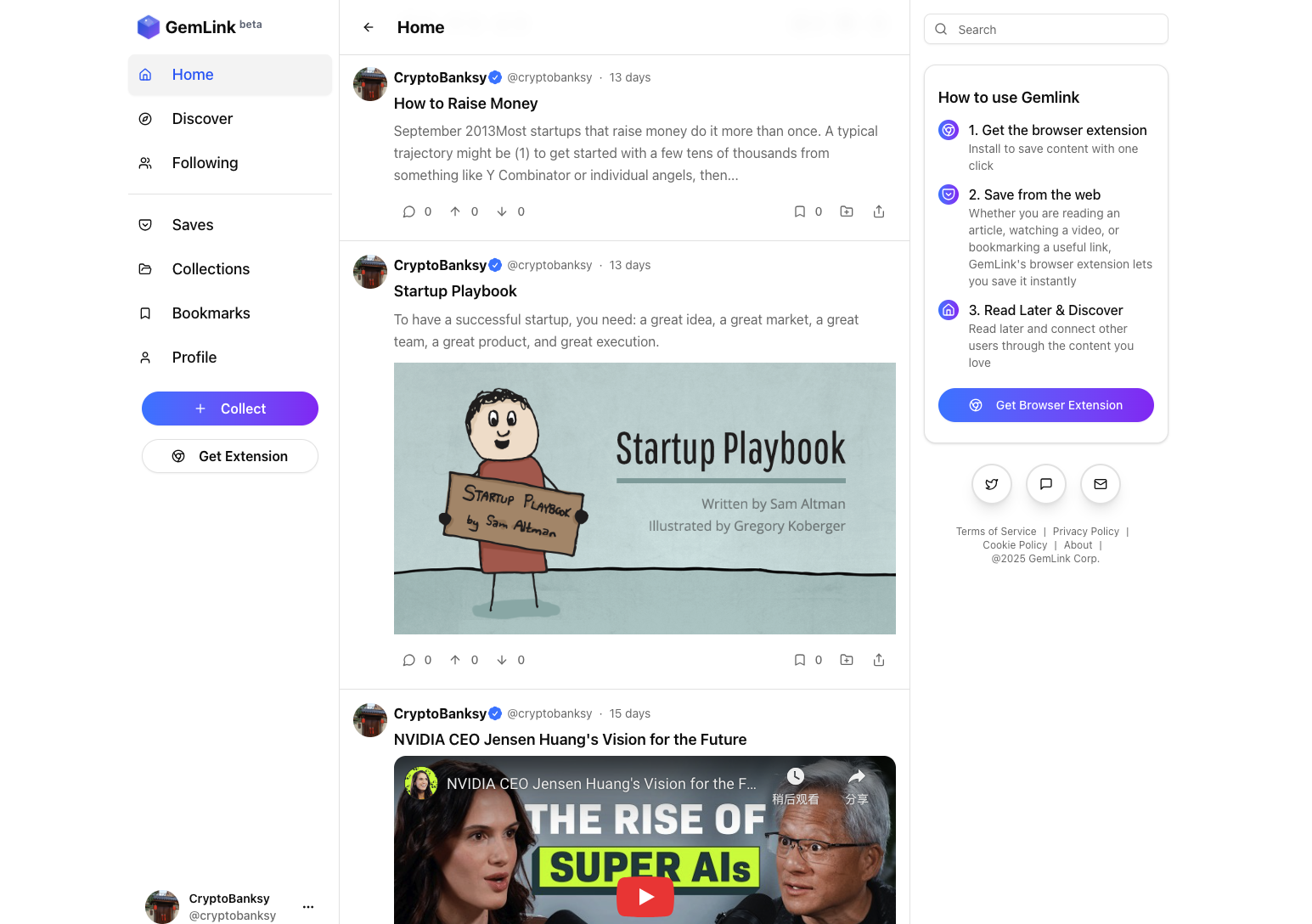 GemLink.app - 웹을 저장하고 공유하기위한 소셜 우스트 포켓 대안 미디어 4