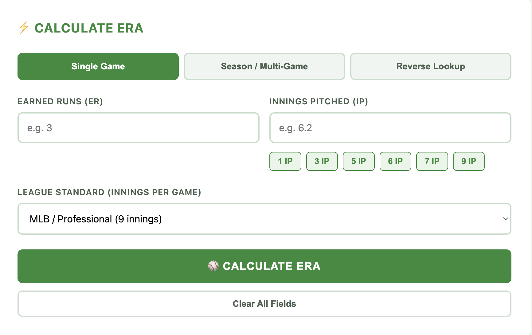 ERA Calculator