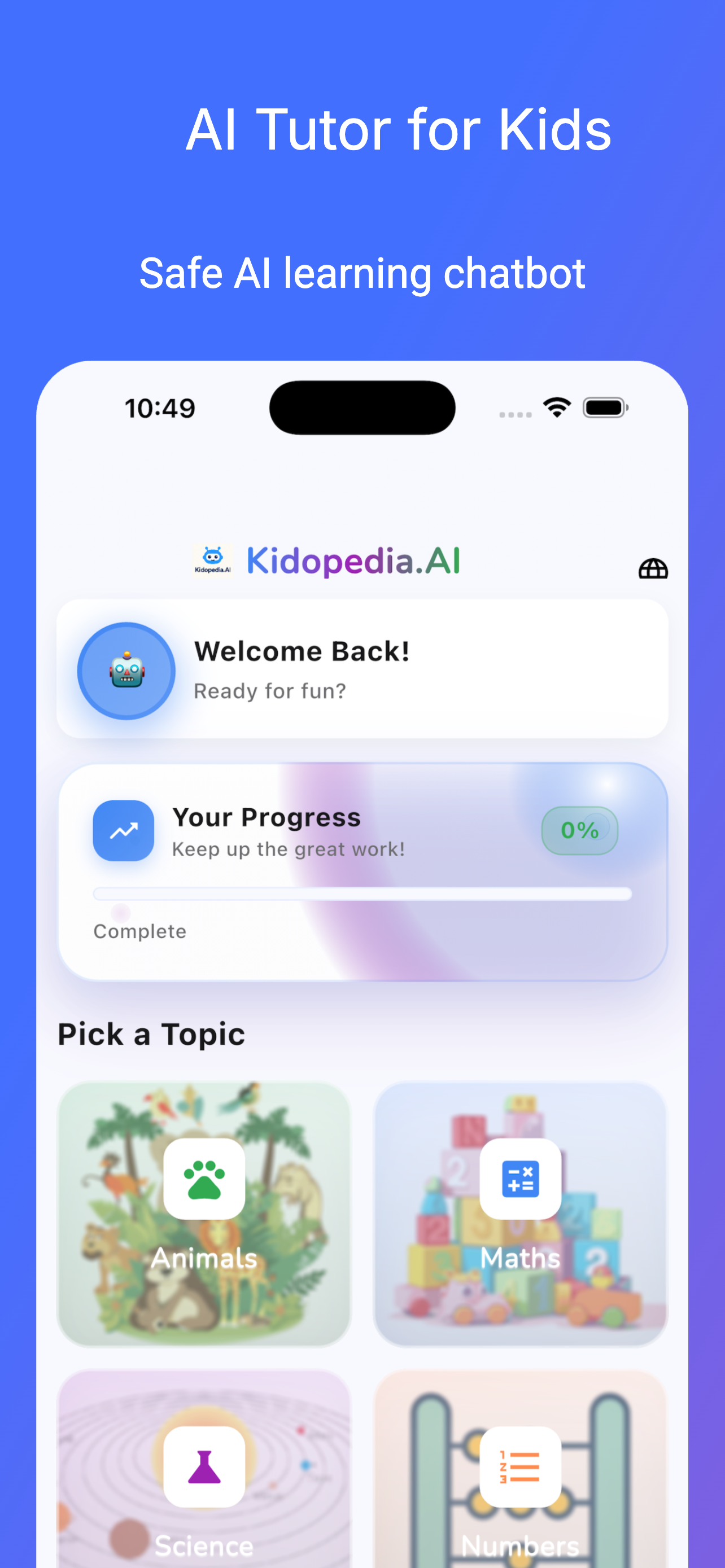Kidopedia AI - Main product screenshot demonstrating key features and user interface