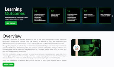 Business Analytics Advance Certification gallery image