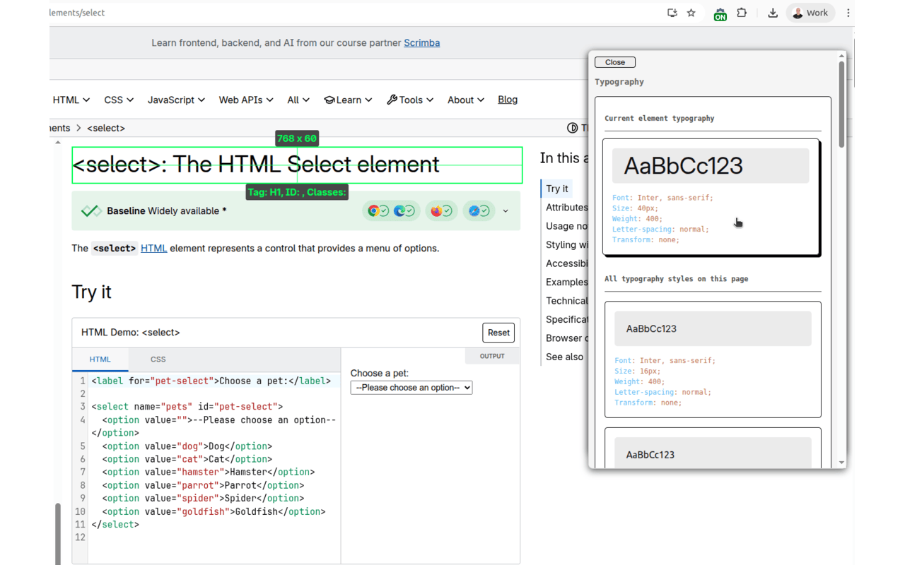 CSS Peek - Screenshot 3 showing product features and functionality