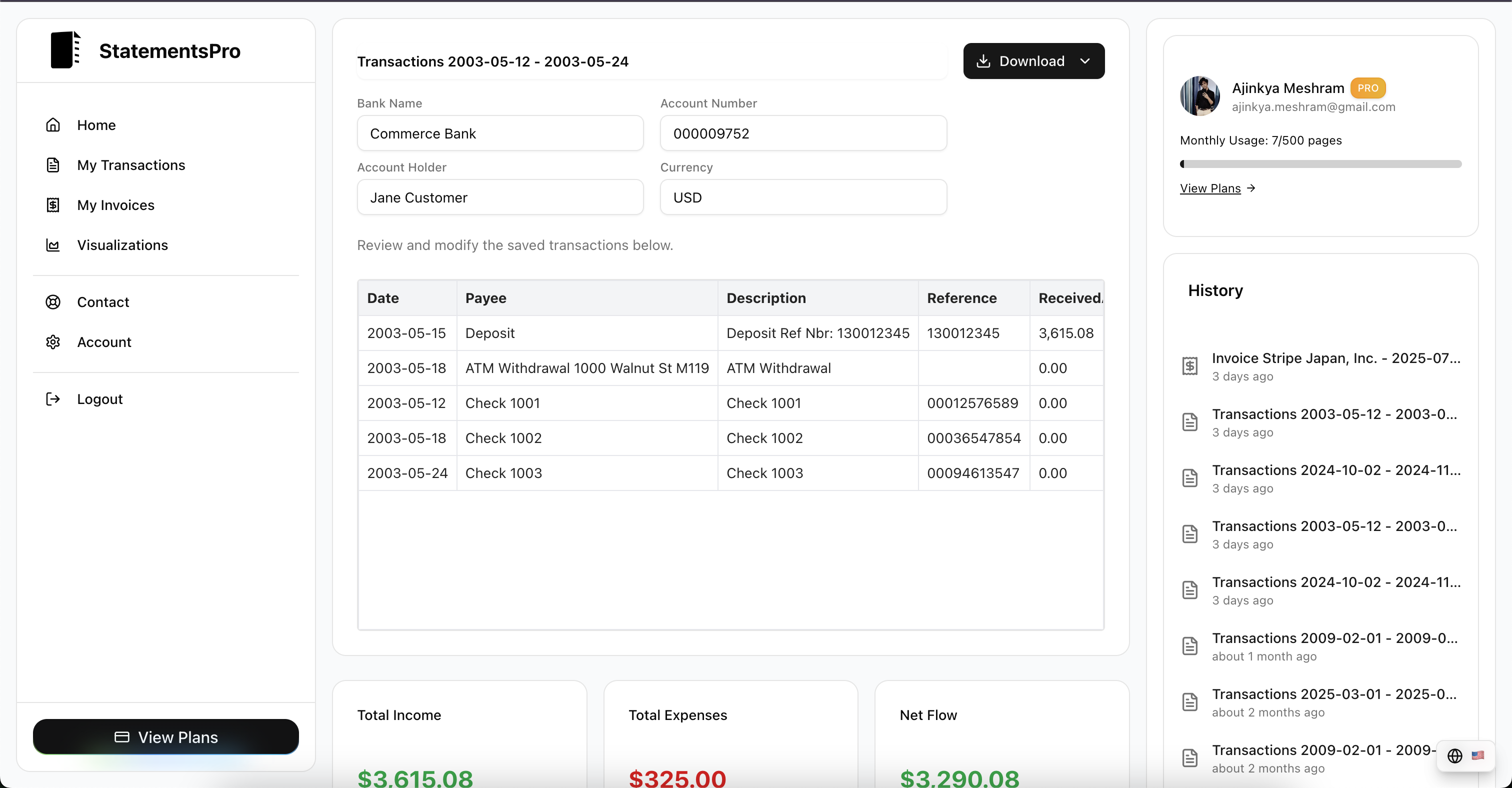 StatementsPro - Main product screenshot demonstrating key features and user interface