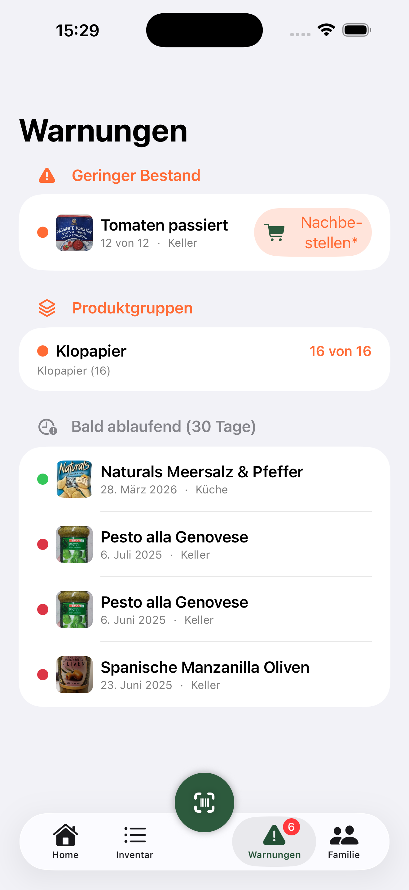 Kellr — Deine smarte Vorratskammer - Main product screenshot demonstrating key features and user interface