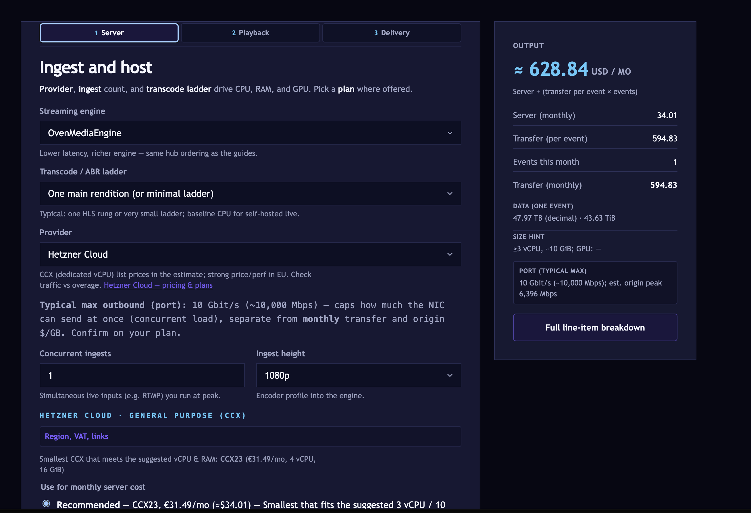 Server + CDN Cost Calculator (streaming) gallery image