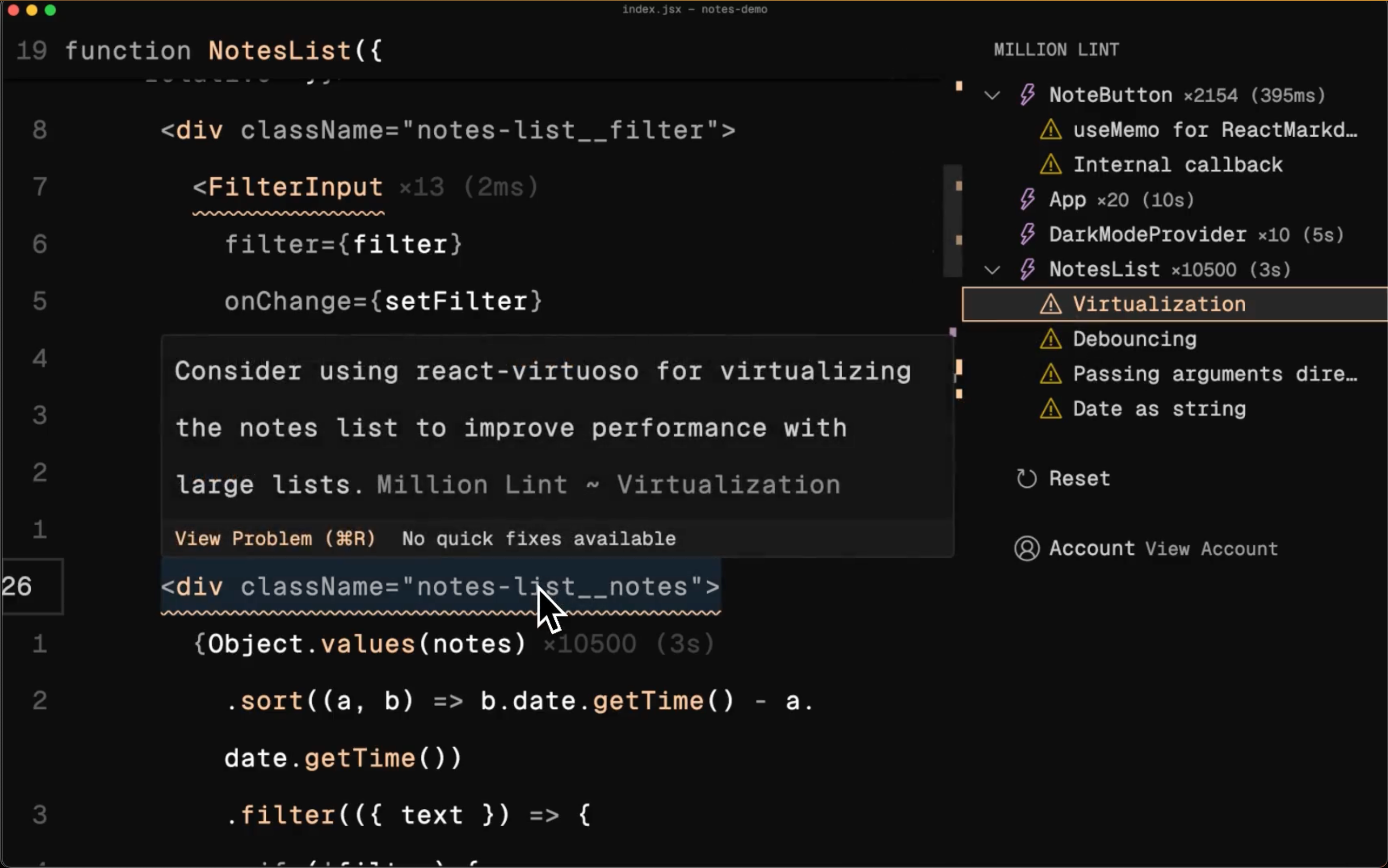 Million Lint - Identificeer en repareer langzame code - Grammatica voor prestaties media 2