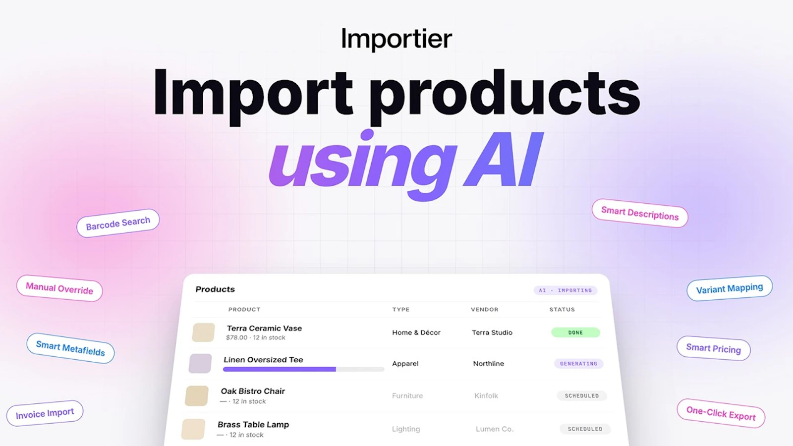 Importier: AI Product Import for Shopify screenshot 1 (video preview)