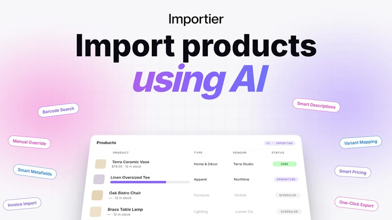 Importier: AI Product Import for Shopify screenshot 1 (video preview)