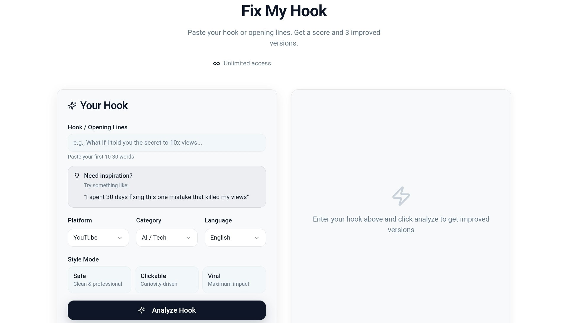 ViralHook AI - Screenshot 5 showing product features and functionality