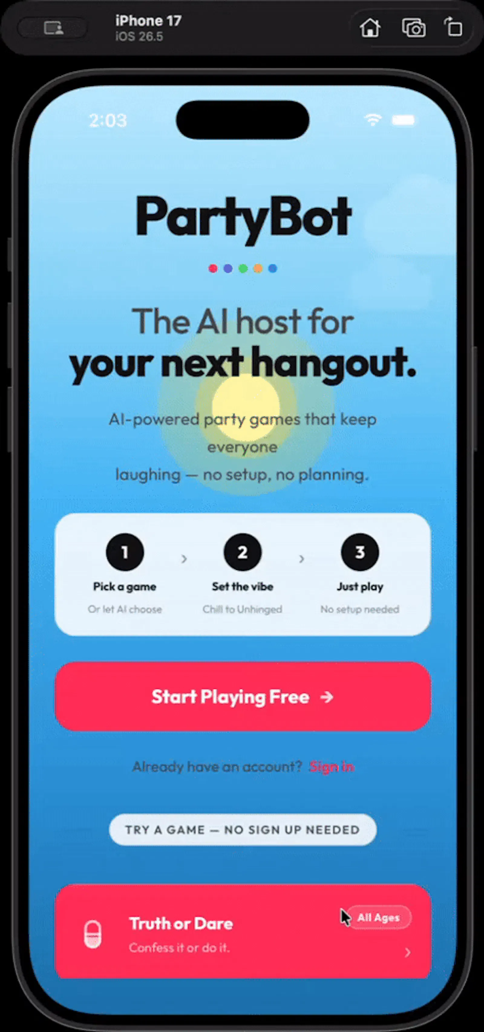 PartyBot screenshot 1 (video preview)